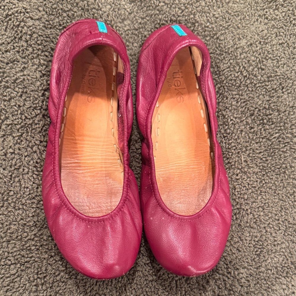 Tieks Maroon Leather Ballet Flats